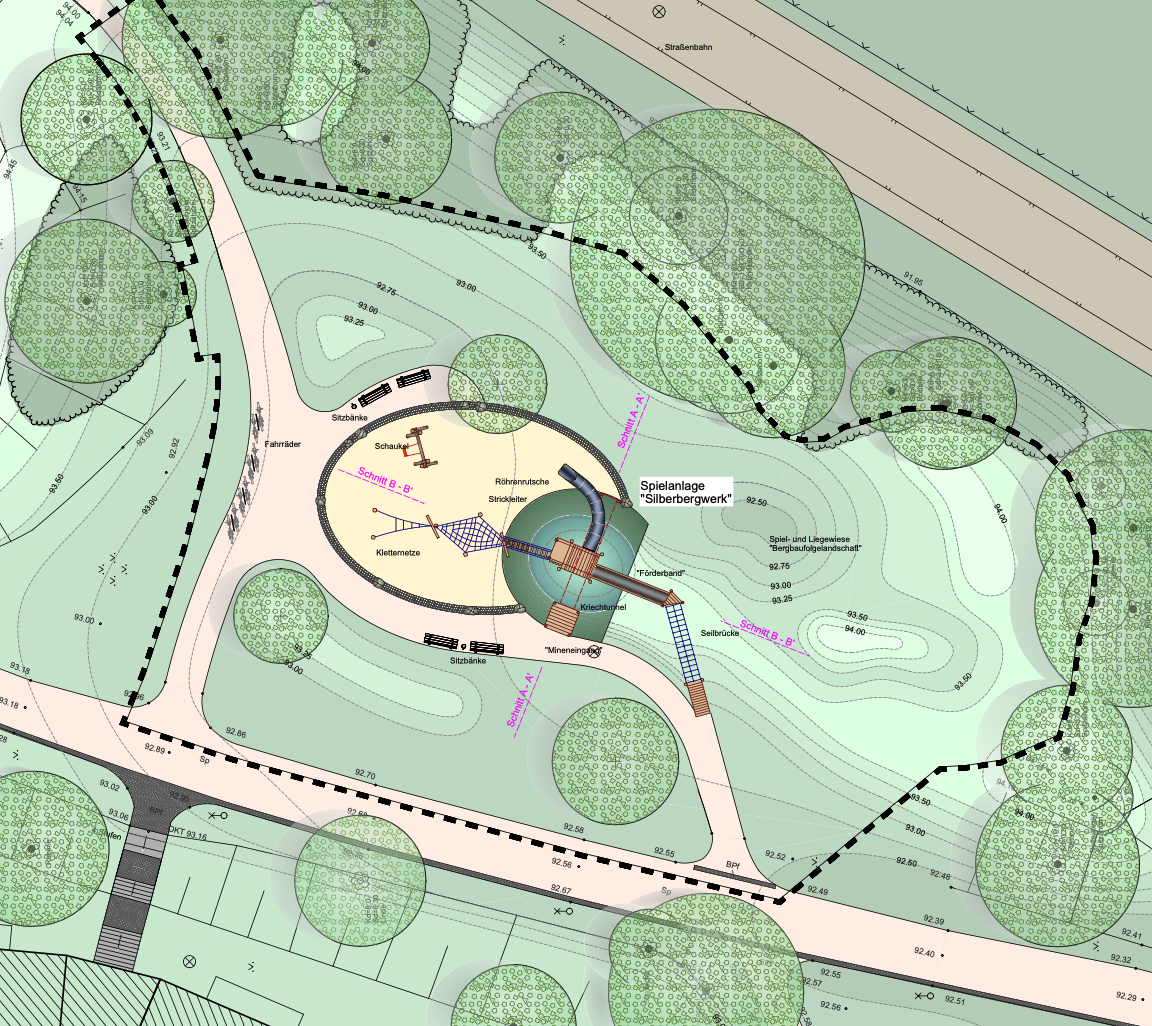 Grafische Darstellung in Kartenansicht für den zukünftigen Spielplatz