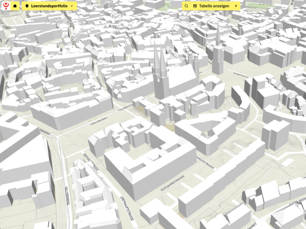 Leerstandsportfolio im Projekt HAL-City in HAL-Plan