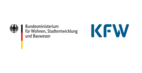 Logo Bundesministerium für Wohnen, Stadtentwicklung und Bauwesen und KFW