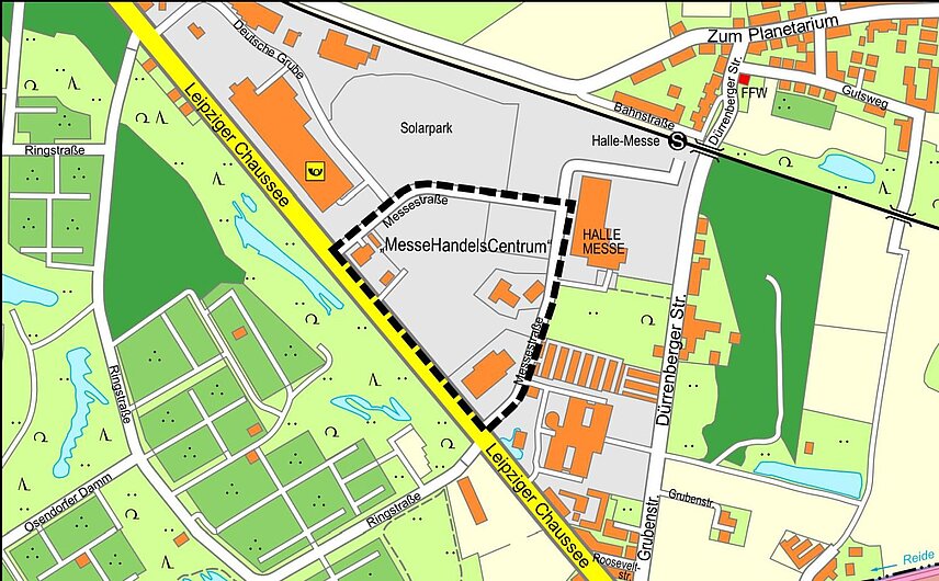 Ausschnitt aus dem Amtlichen Stadtplan Stadt Halle (Saale), Fachbereich Städtebau und Bauordnung, Abteilung Stadtvermessung