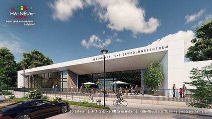 Entwurf des Begegnungs- und Bewegungszentrums der Halle-Neustädter Wohnungsgenossenschaft e.G.