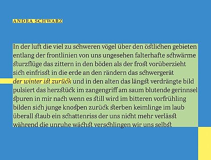 Fliese mit einem Gedicht von Andra Schwarz