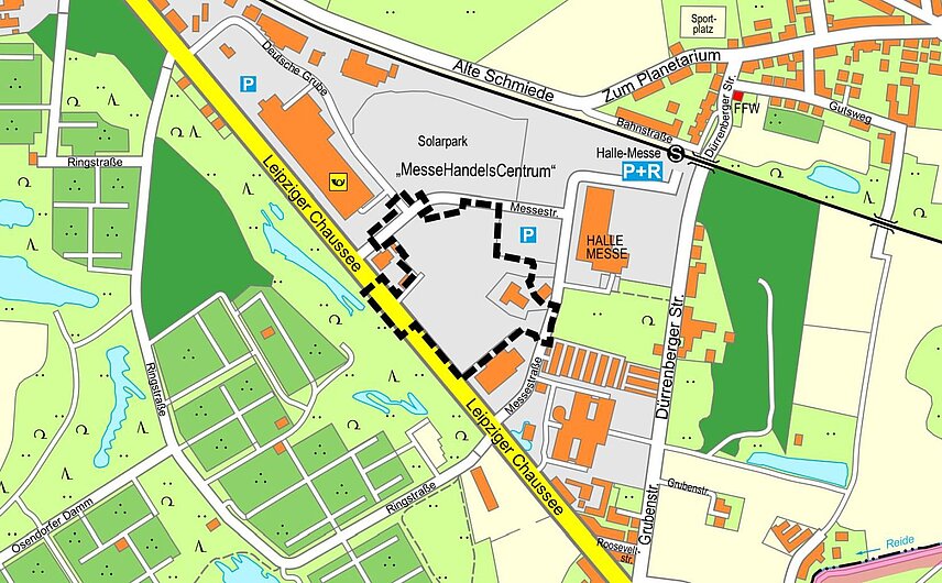 Ausschnitt aus dem Amtlichen Stadtplan Stadt Halle (Saale), Fachbereich Städtebau und Bauordnung, Abteilung Stadtvermessung