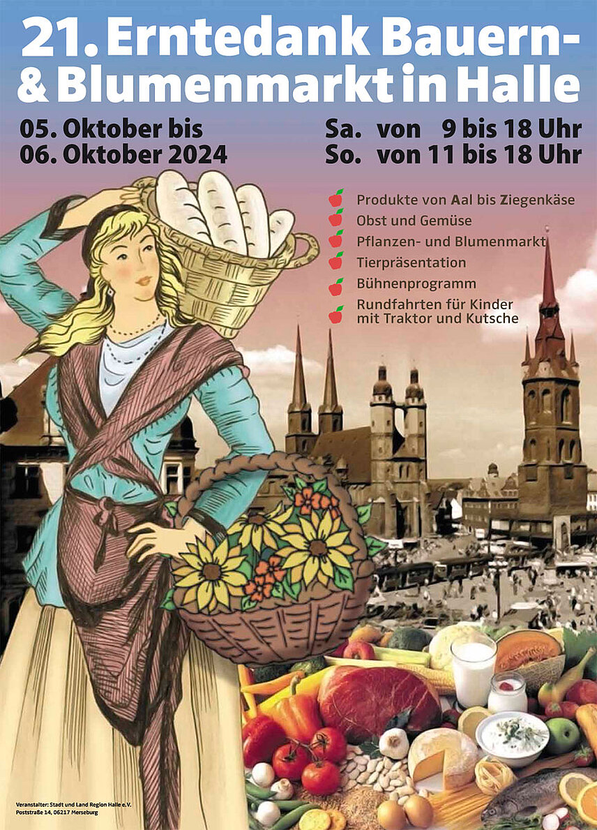 Plakat Erntedank Bauern- und Blumenmarkt 2024