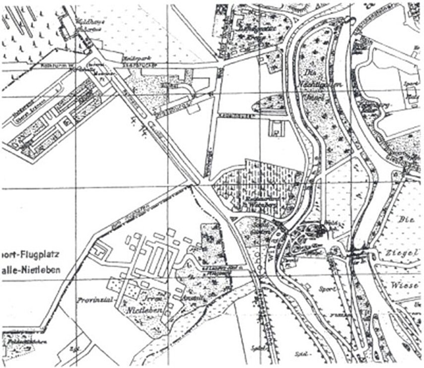 schwarz-weiß Karte aus dem Stadtarchiv