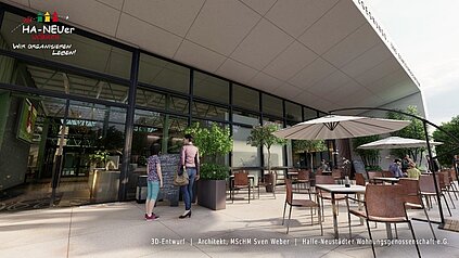 Entwurf des Begegnungs- und Bewegungszentrums der Halle-Neustädter Wohnungsgenossenschaft e.G.