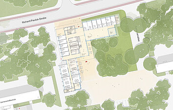 Campus Neustadt - Plan Grundriss Erdgeschoss mit Umgebung